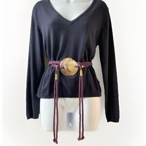 Vintage Belt Sea Shell Rope Tie Purple Braided 68 Inches 1980s